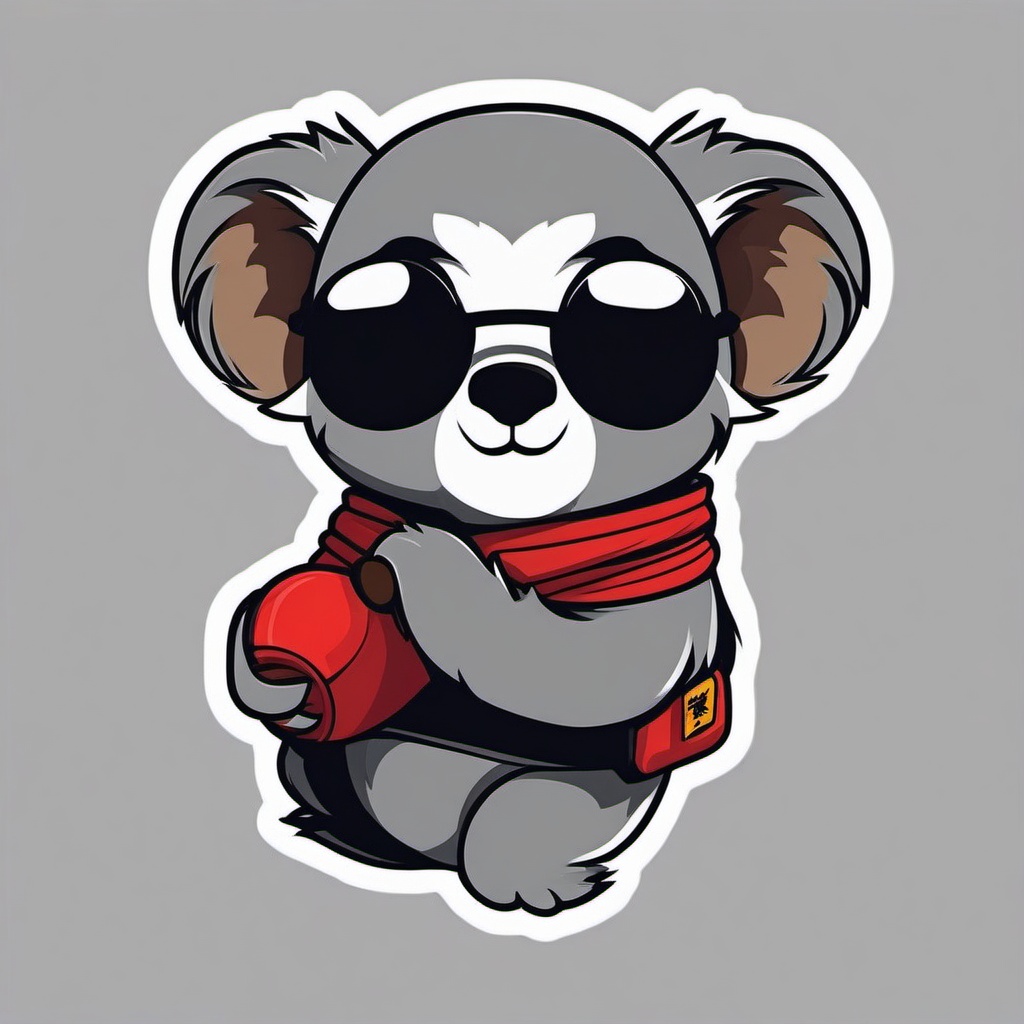 Kung Fu Koala sticker- Martial Arts Marsupial, , sticker vector art, minimalist design