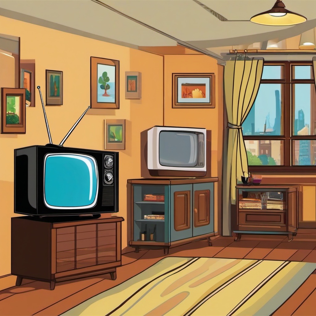 TV clipart - animated TV show scene  vector clipart