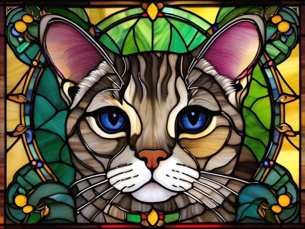 Stained Glass Scottish Fold - Scottish fold with folded ears  