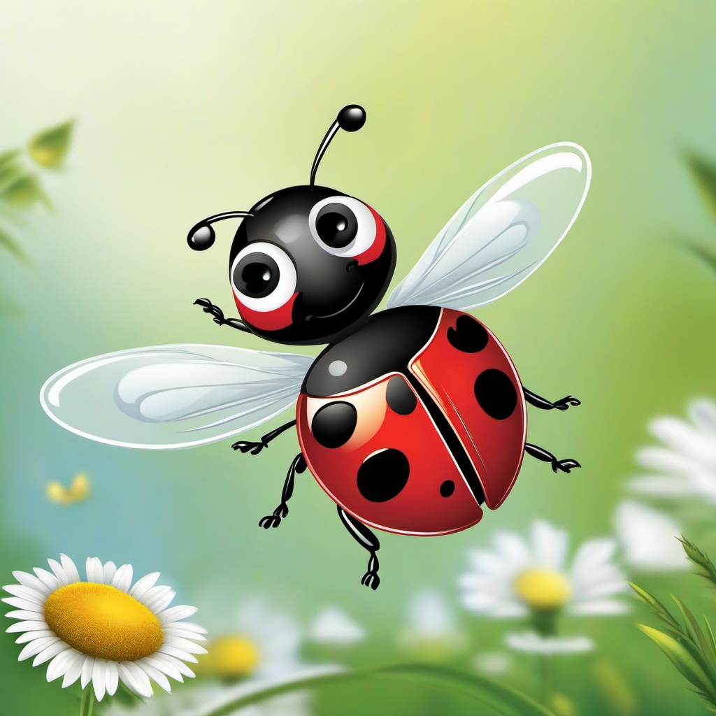 Ladybug clipart - cartoon ladybug flying through the air  