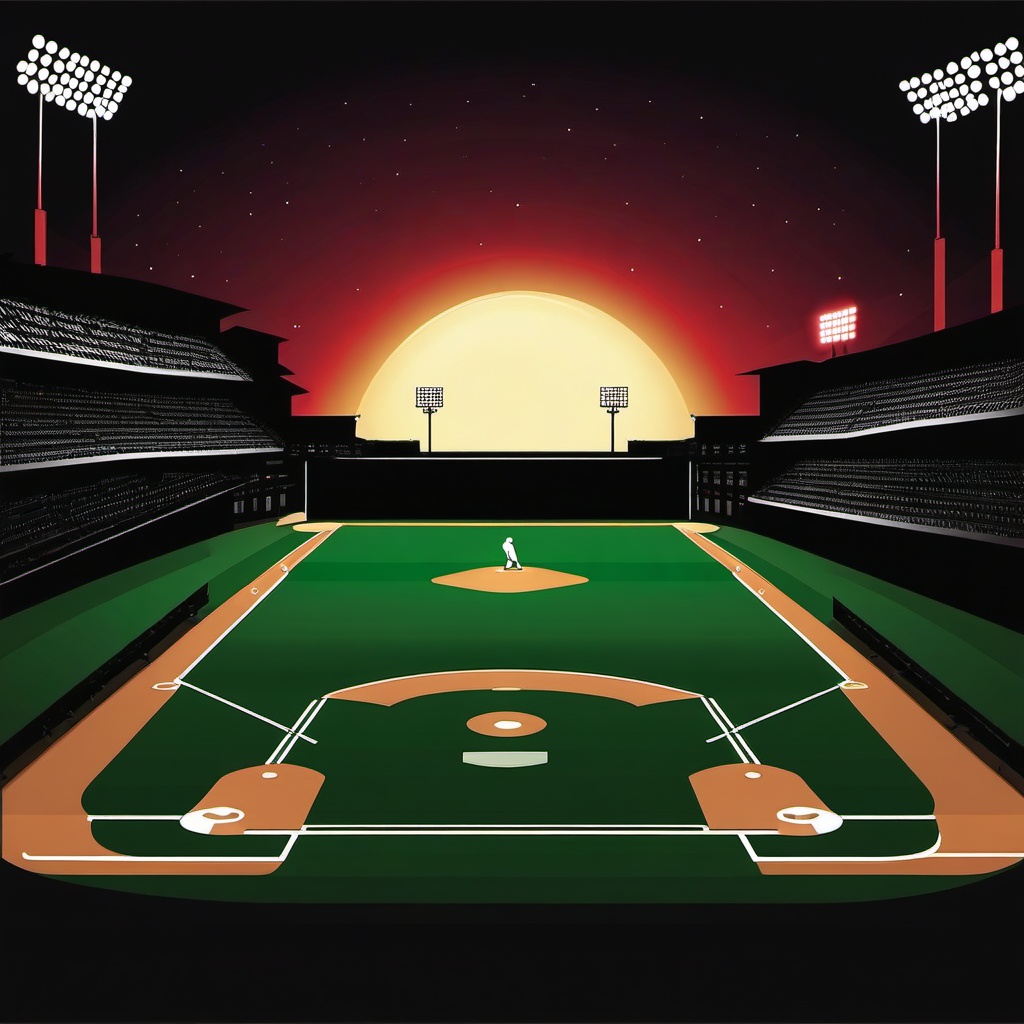 Baseball clipart - baseball field under bright lights  