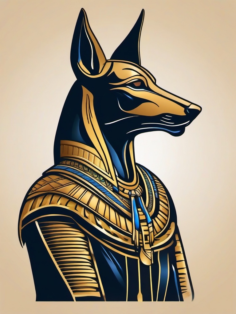 Egyptian Anubis Tattoo-Mystical and ancient tattoo featuring Anubis, the Egyptian god of mummification and the afterlife.  simple color vector tattoo