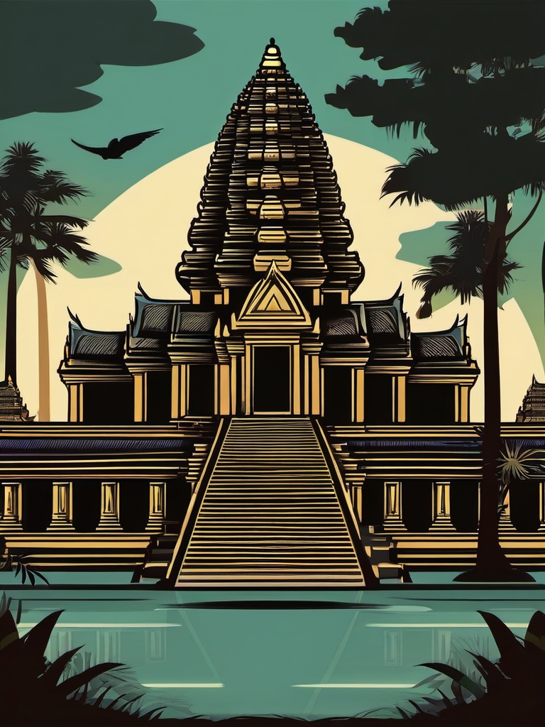 Angkor Wat clipart - Massive temple complex in Cambodia, ,color clipart vector style