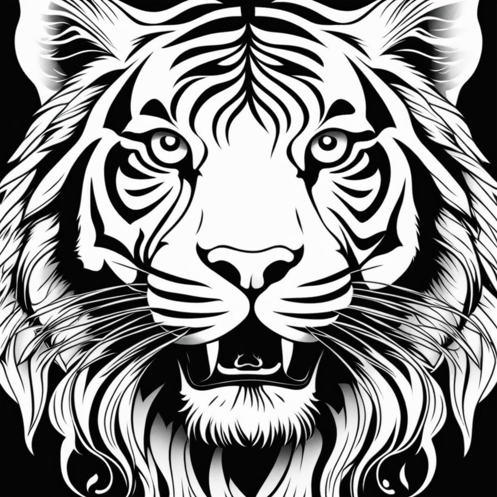 tiger tattoo black and white design 