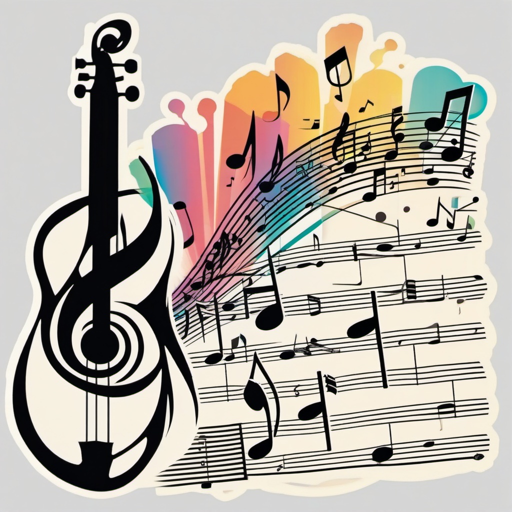 Music Sheet Sticker - Harmonic composition, ,vector color sticker art,minimal