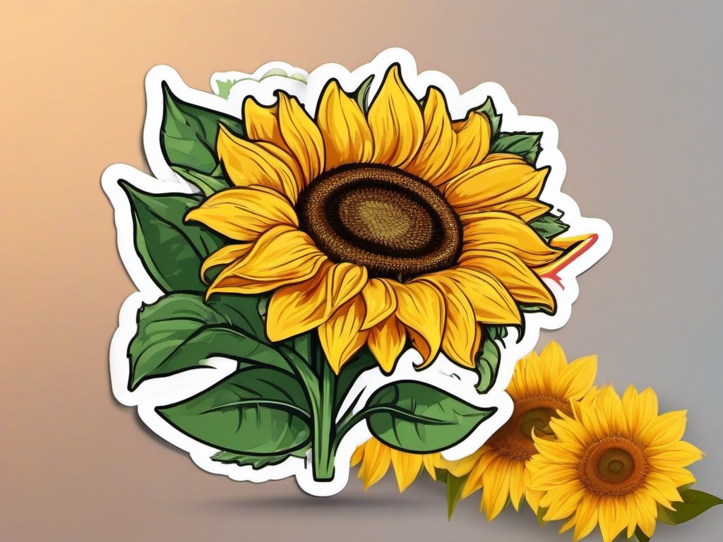 Happy Sunflower sticker- Blooming Petal Joy, , color sticker vector art