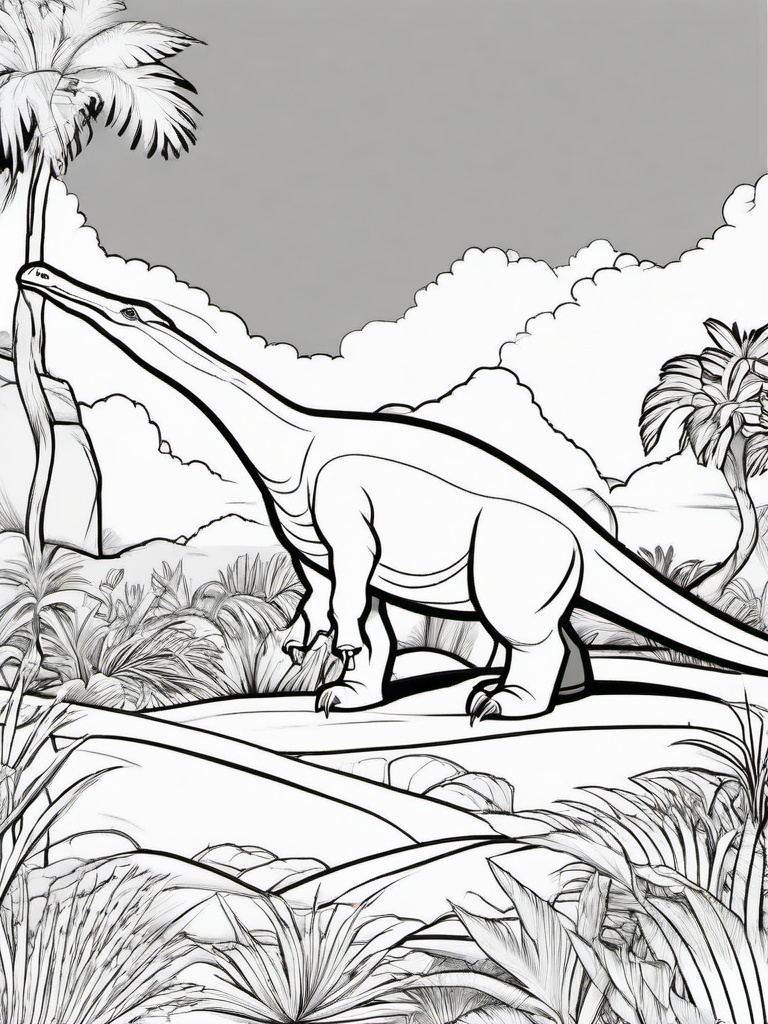 Dinosaur Coloring Pages - Diplodocus Stretching  simple coloring pages