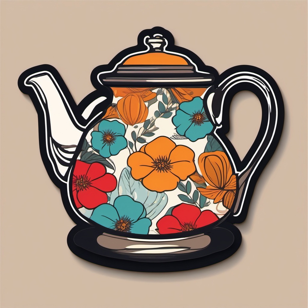 Teapot Sticker - Elegant teapot design, ,vector color sticker art,minimal