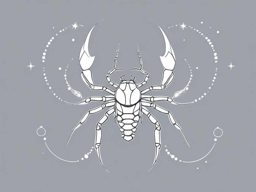 Feminine Scorpio Constellation Tattoo - Showcase the elegance of the Scorpio constellation in a feminine and celestial tattoo.  simple vector color tattoo,minimal,white background