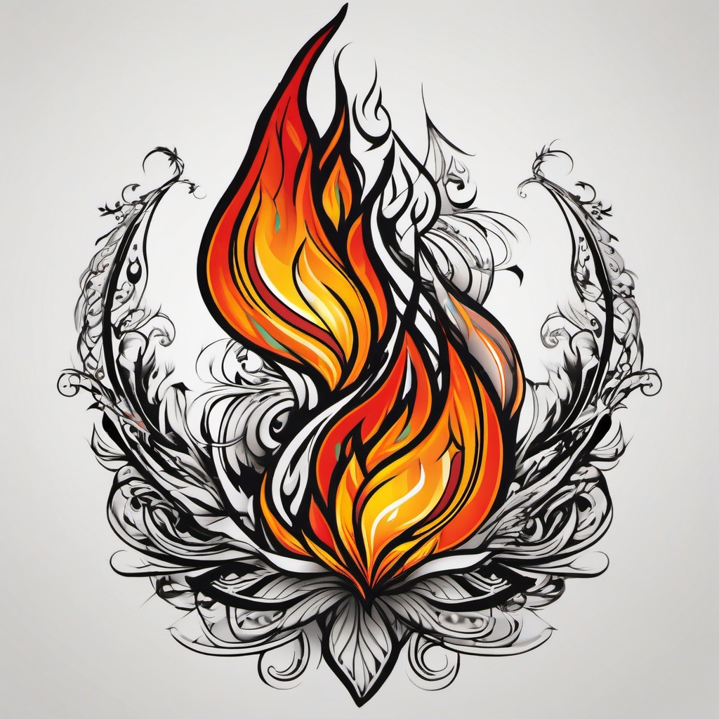 fire line tattoo  simple color tattoo,white background