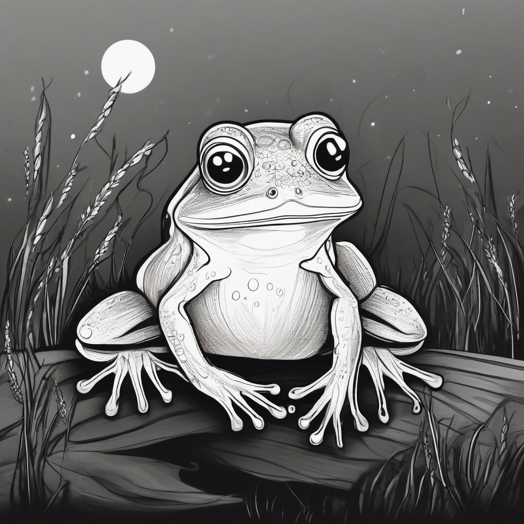 drawing of La Llorona frog  minimal rough sketch scribbles,doodles,black and white