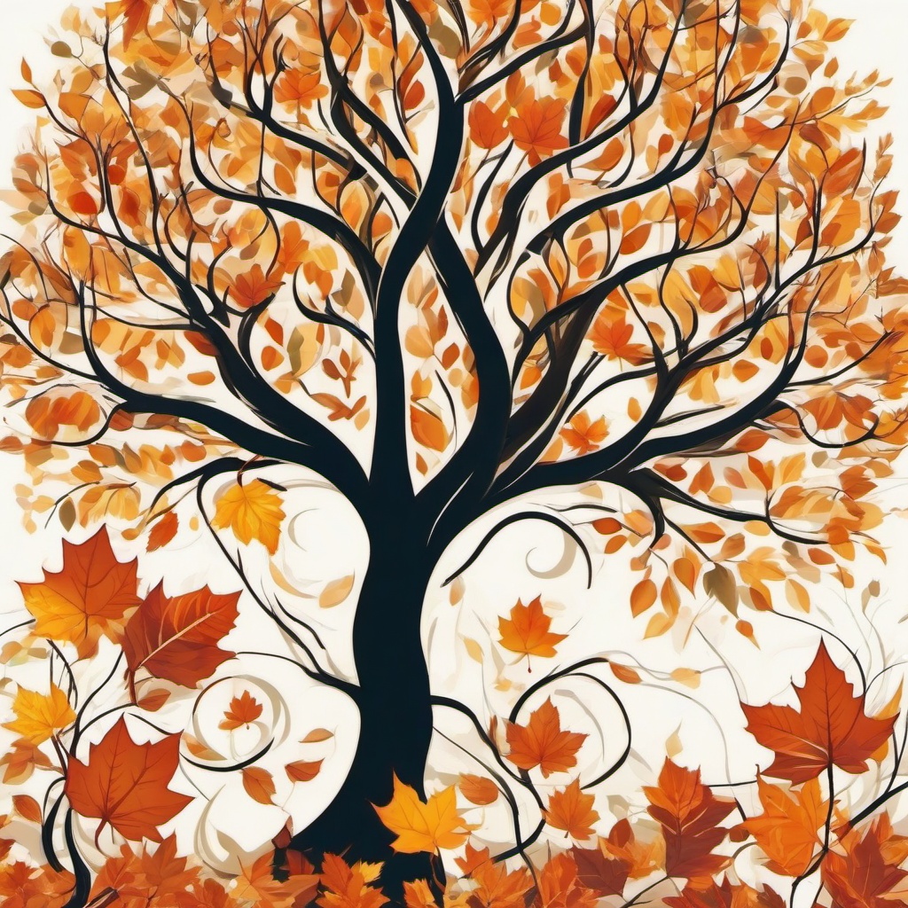 autumn tree tattoo  simple vector color tattoo