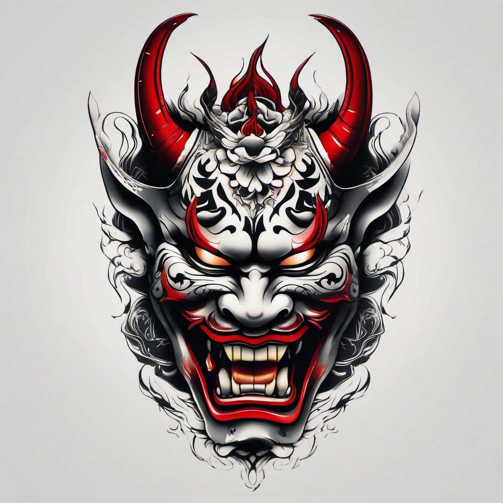 hannya yakuza tattoo  simple color tattoo,white background,minimal