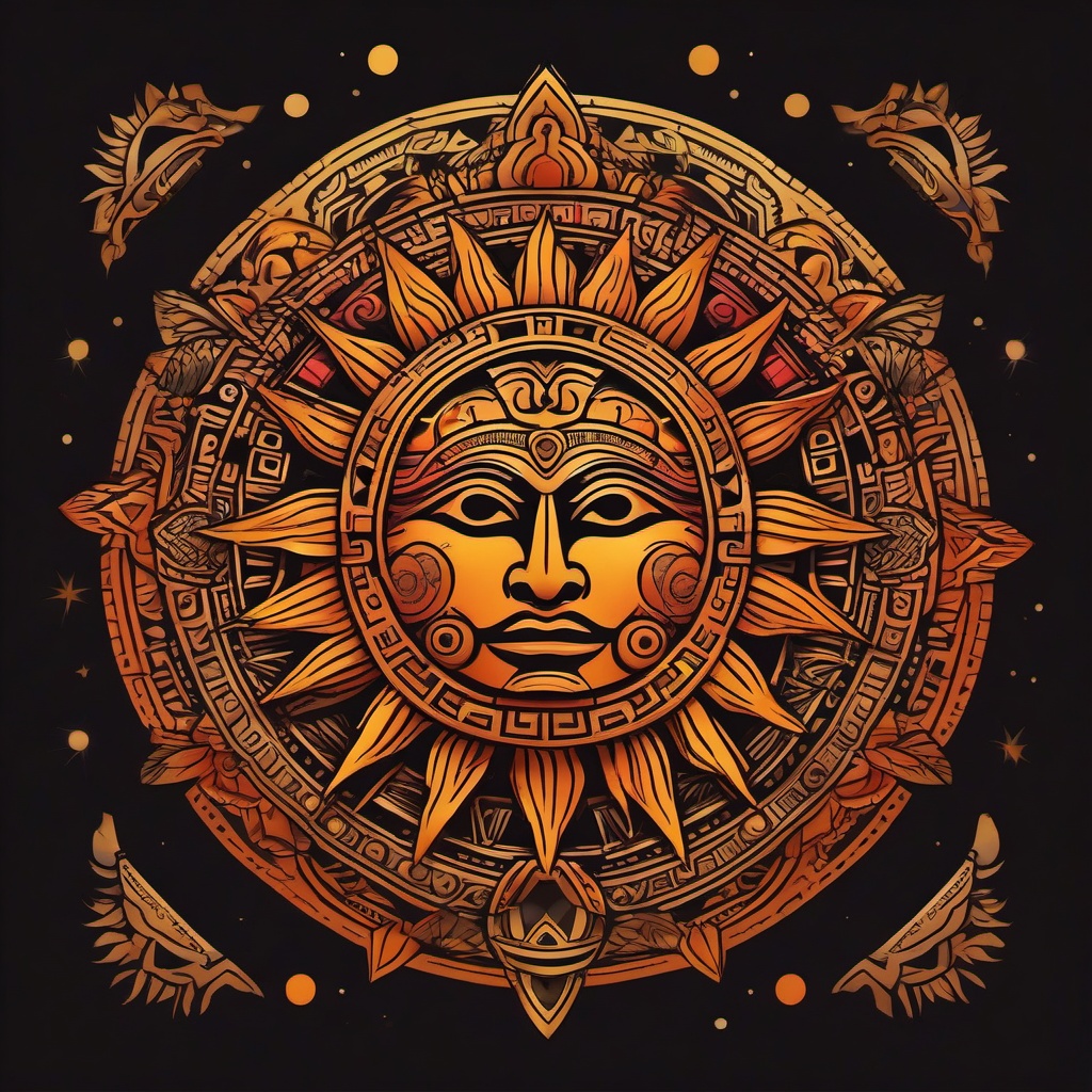 aztec sun tattoo  simple vector color tattoo