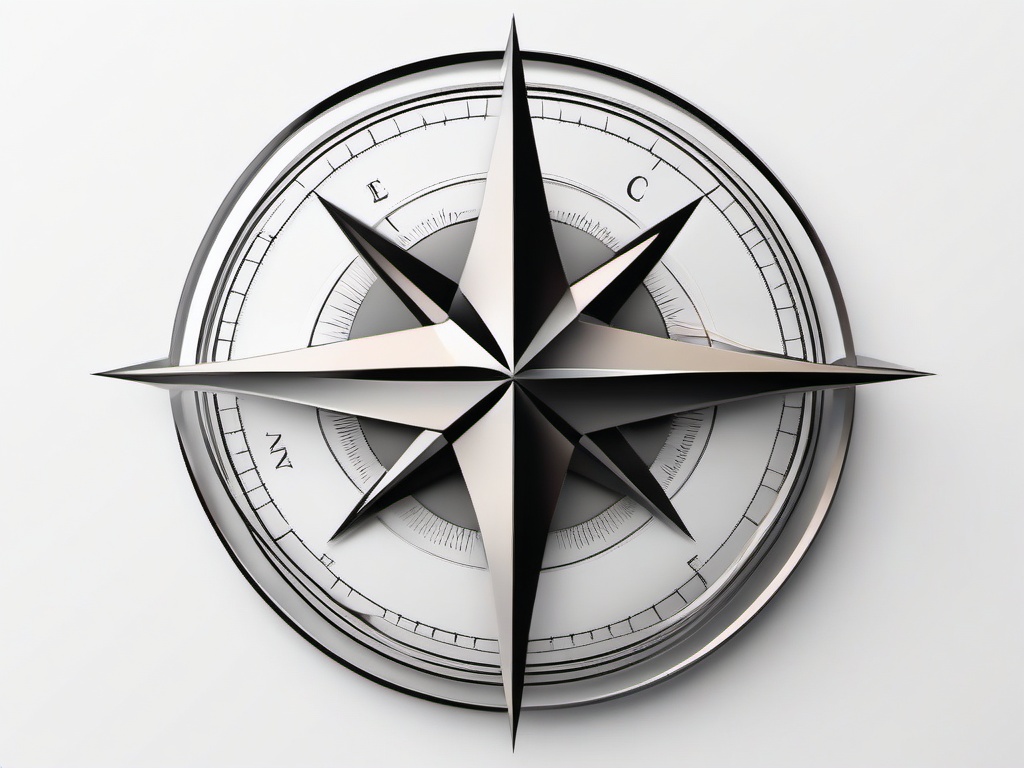 3D Compass Tattoo - Compass tattoo with a three-dimensional effect.  simple vector tattoo,minimalist,white background