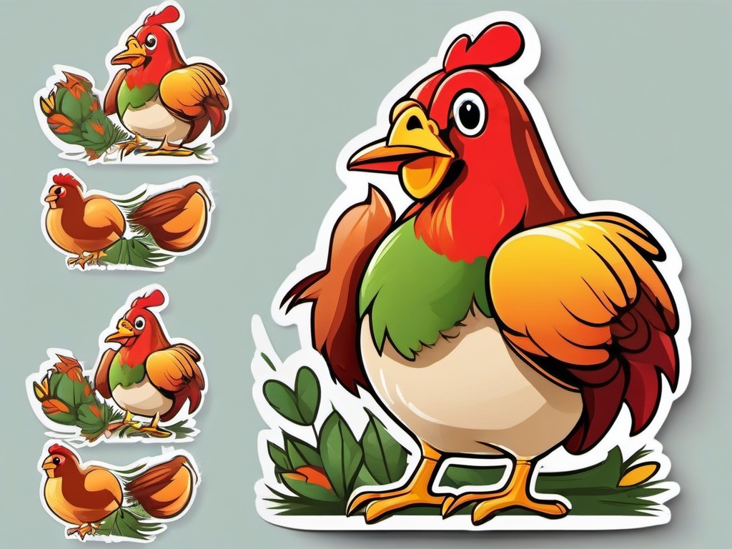 Chicken cartoon - clucking bird that lays eggs  cartoon sticker style