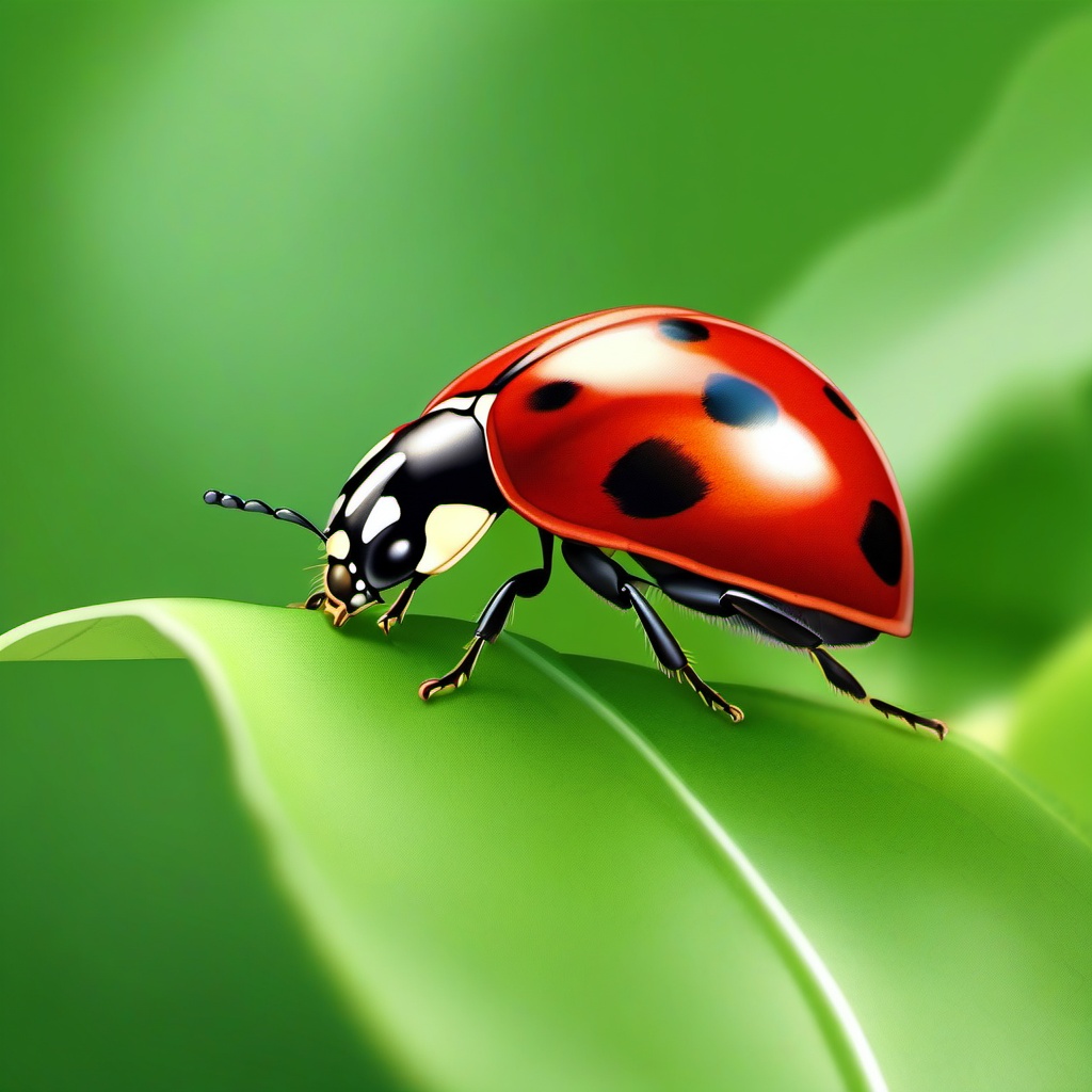 Ladybug clipart - cute ladybug crawling on a leaf  