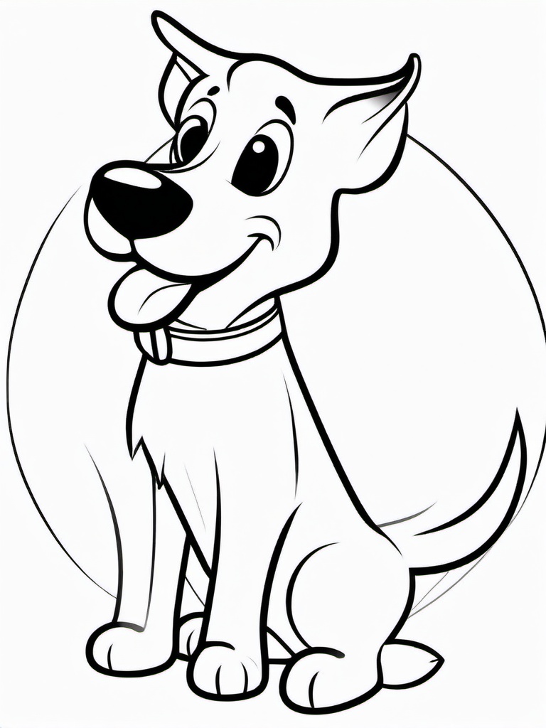 Happy Dog Coloring Pages - Joyful Dog with a Wagging Tail  minimal black outline printable sheet, coloring page