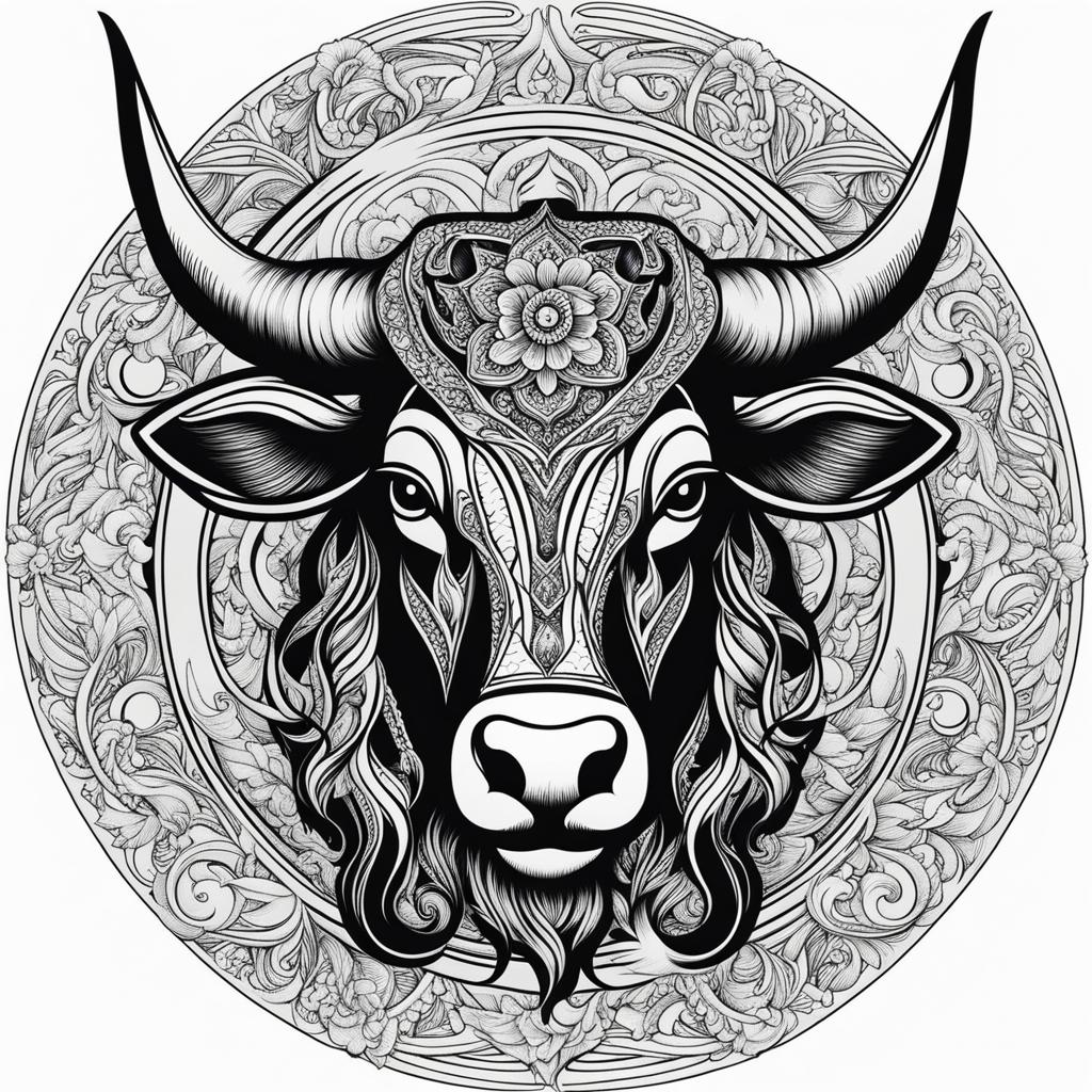 taurus tattoo black and white design 