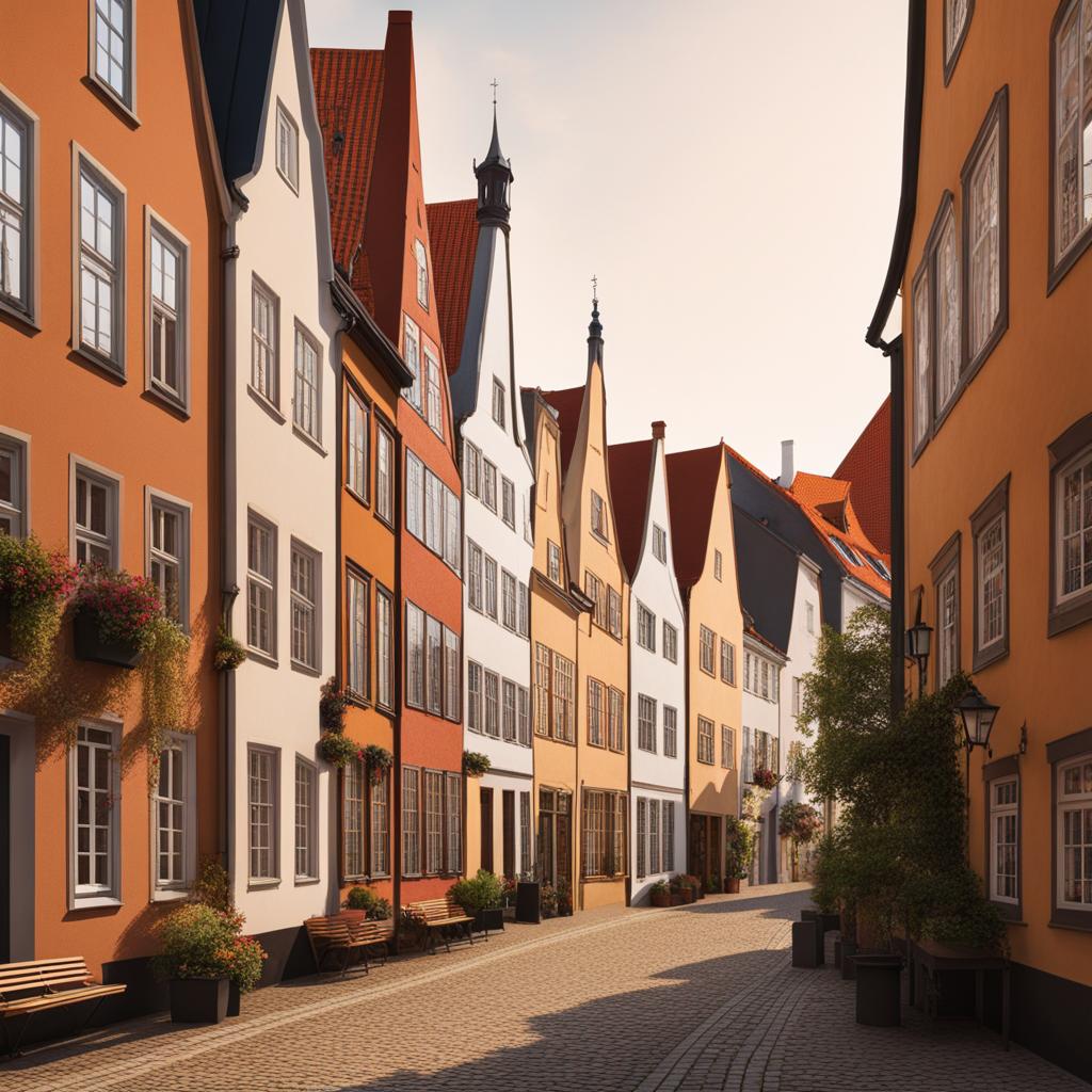 rostock's hanseatic legacy - illustrate the hanseatic legacy of rostock's historic quarter, showcasing its narrow alleys and centuries-old charm. 