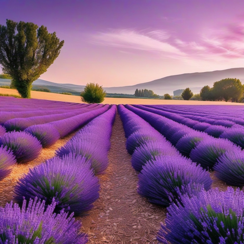 Purple Aesthetic Wallpaper - Lavender Fields in Provence, France  wallpaper style, intricate details, patterns, splash art, light colors