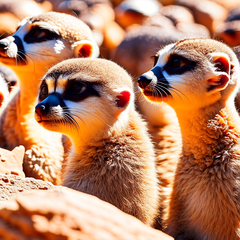 meerkats engaging in a synchronized sunscreen application routine before sunbathing. 