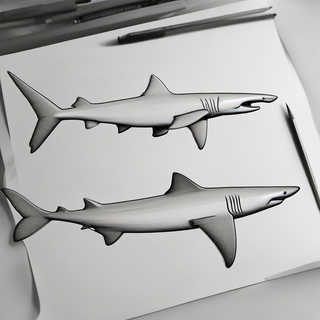 drawing of Smoothhound shark  minimal rough sketch scribbles,doodles,black and white