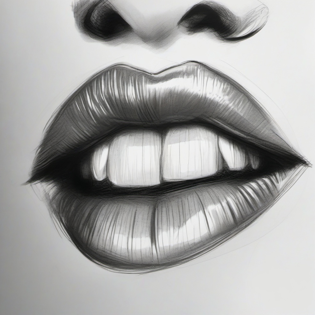 sketch of a mouth  minimal rough sketch scribbles,doodles,black and white