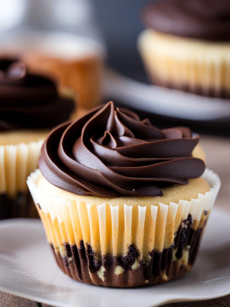 black bottom cupcakes with chocolate cake and cheesecake filling. 