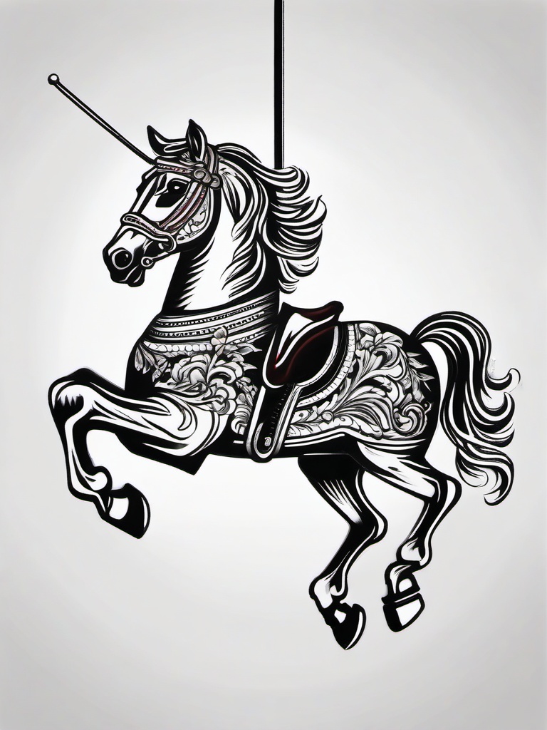 traditional carousel horse tattoo  simple tattoo,minimalist,white background