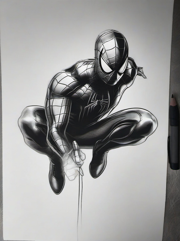 pencil sketch of spiderman  minimal rough sketch scribbles,doodles,black and white