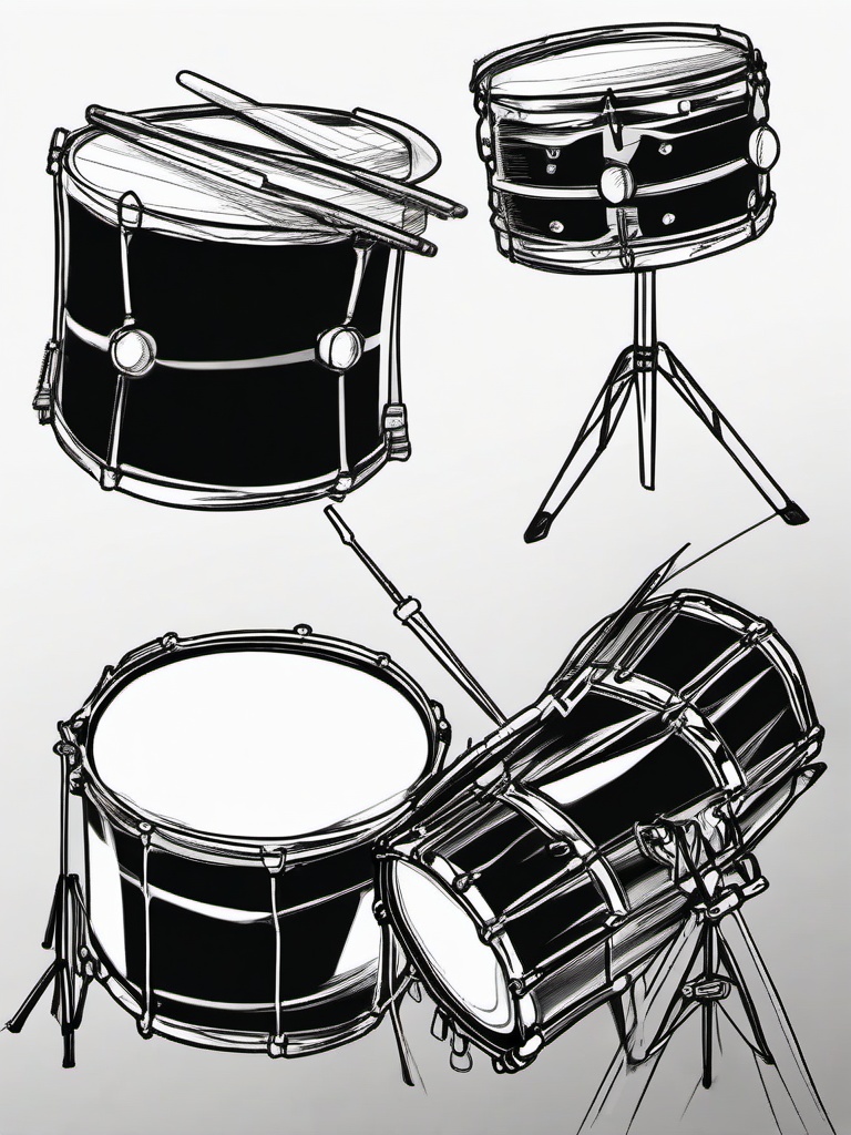 easy drawing of drum  minimal rough sketch scribbles,doodles,black and white