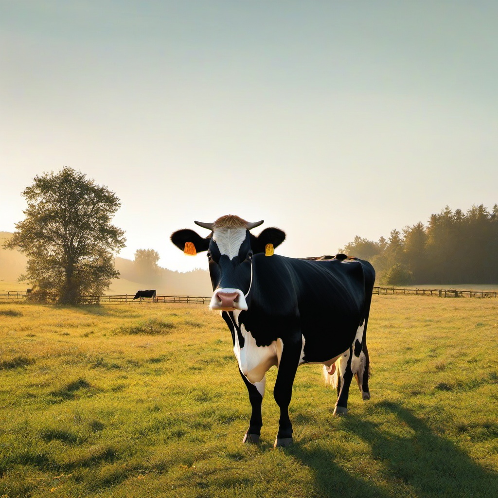 Cow clipart - cow grazing in a pasture  