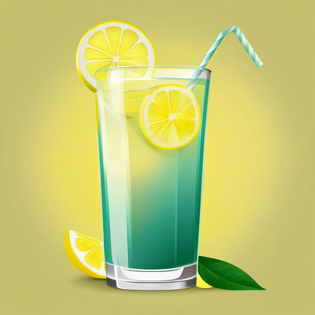 Lemon clipart - lemonade glass with a slice of lemon  color,minimalist,vector clipart