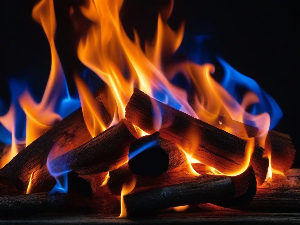 Fire Wallpaper - Roaring fire with blue tips  background wallpaper