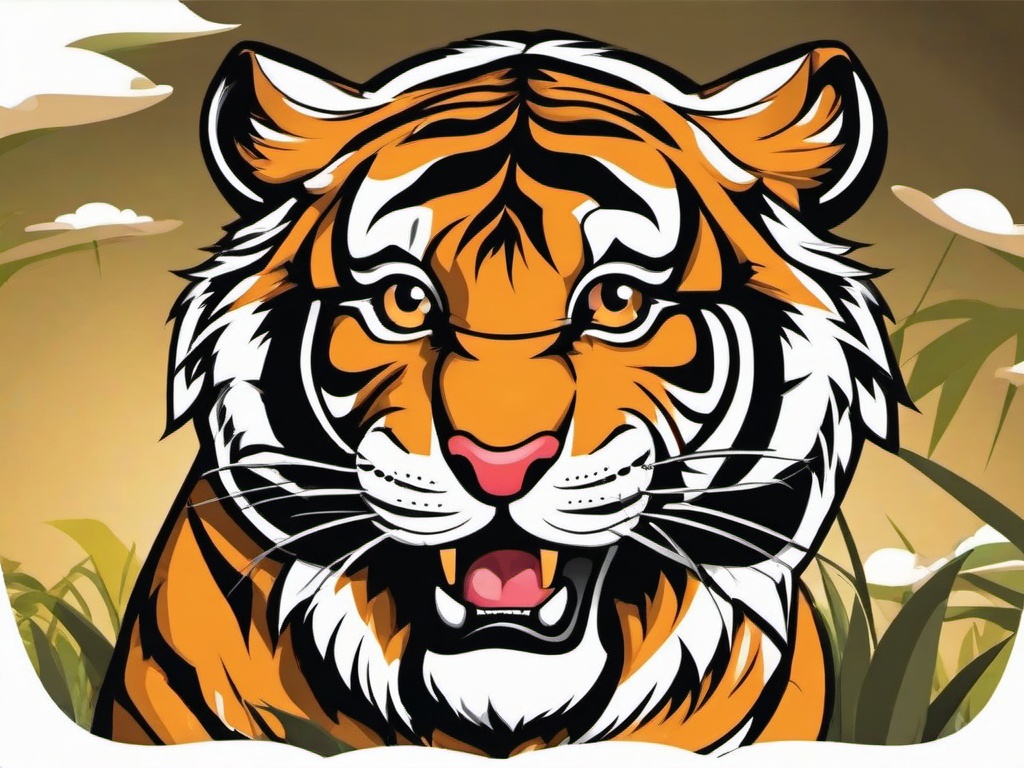 Tiger clipart - cartoon tiger with a playful expression  