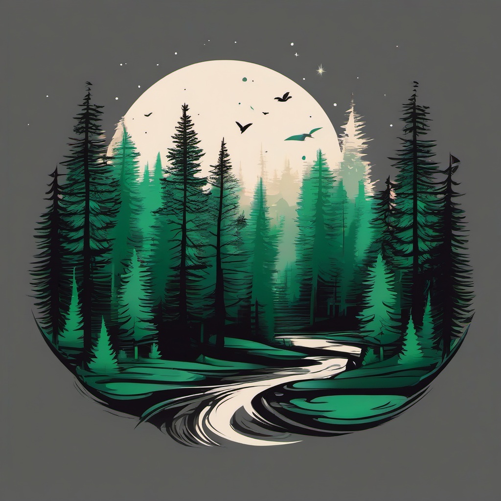 forest tattoo idea  simple vector color tattoo