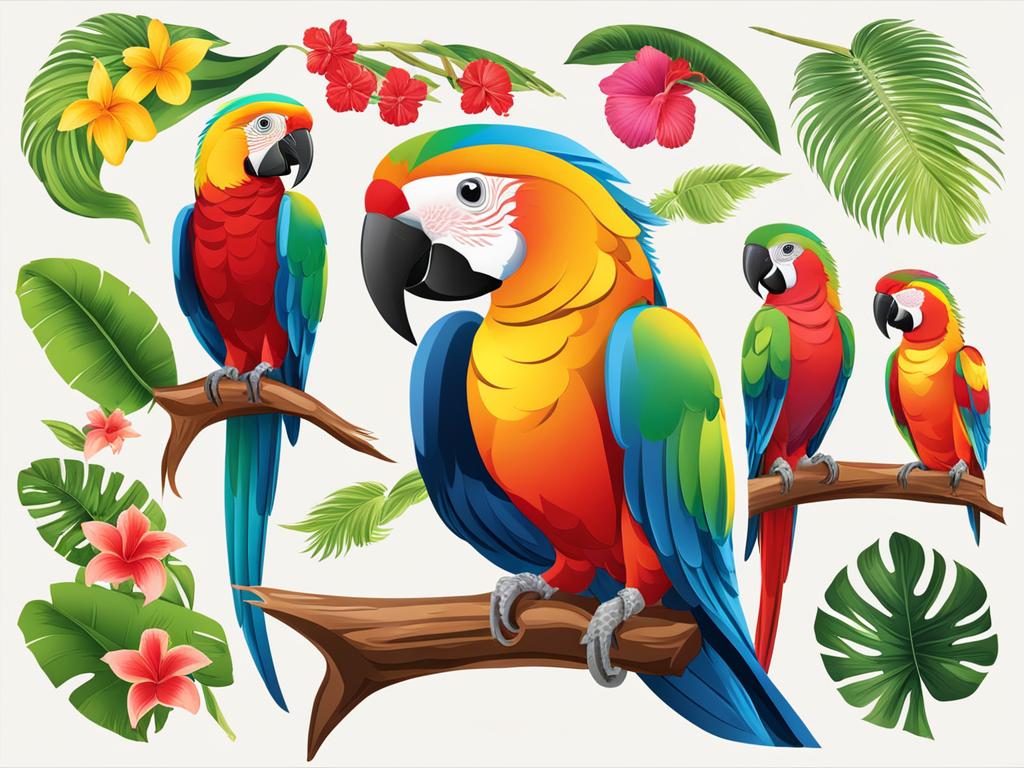 parrot clipart - a brilliantly colored parrot, a tropical delight 