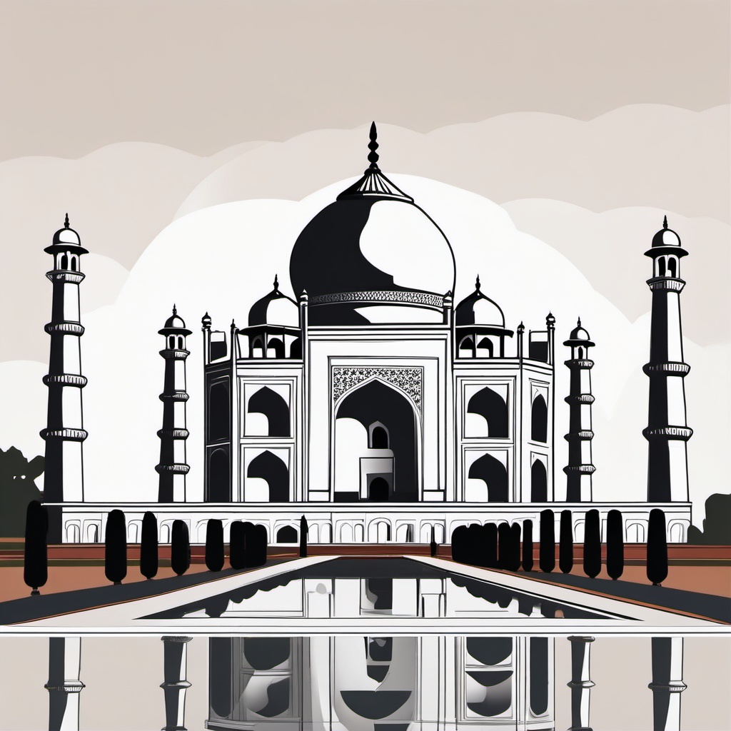 Taj Mahal clipart - Majestic white marble mausoleum in Agra, India, ,color clipart vector style