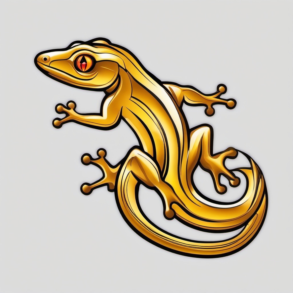 The Golden Gecko Tattoo - A prestigious and standout golden gecko tattoo design.  simple color tattoo design,white background