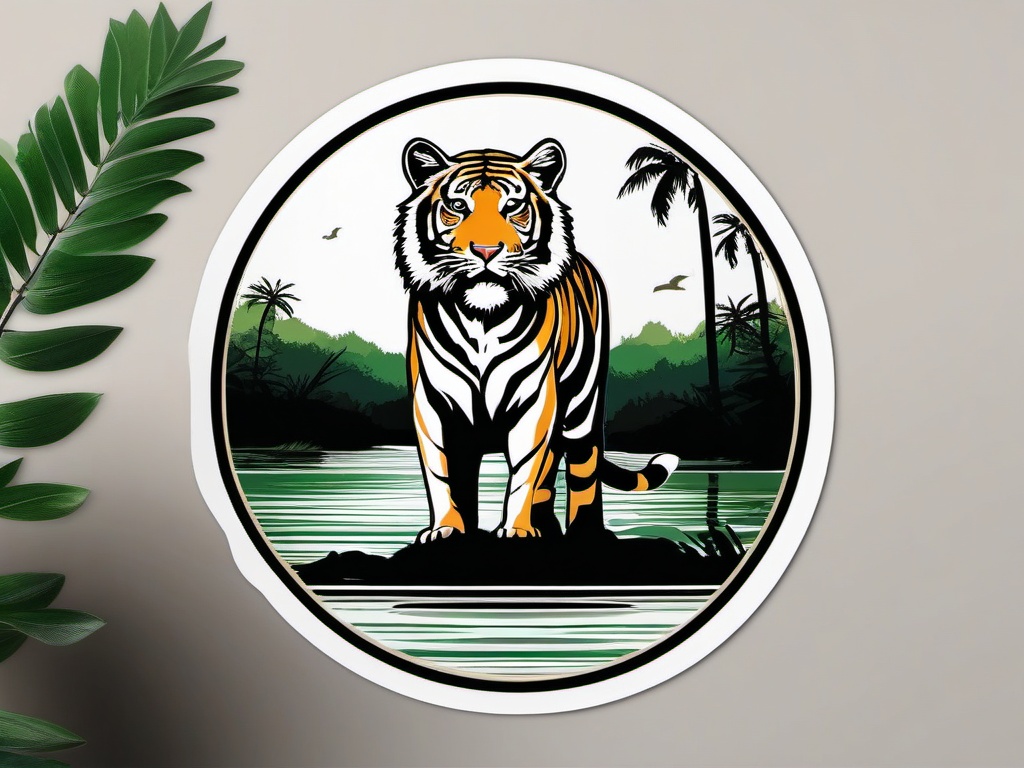 Bangladesh Sundarbans sticker- Largest mangrove forest and home to the Bengal tiger, , sticker vector art, minimalist design