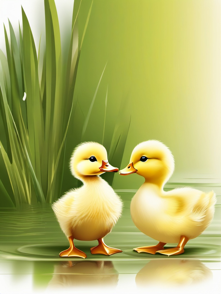 Duckling clipart - Adorable duckling following its mother, ,vector color clipart,minimal