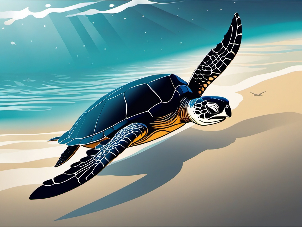 Leatherback Sea Turtle - Majestically gliding through the open ocean, the leatherback sea turtle commands attention with its grandeur.  vector art, clipart, minimal