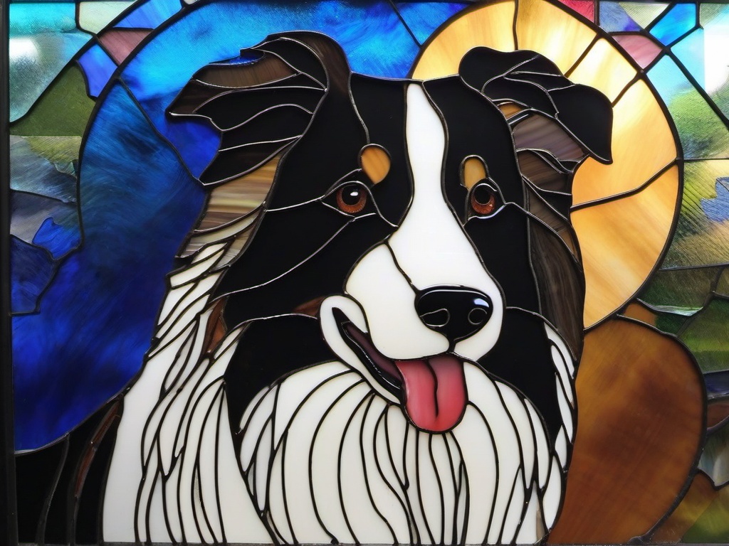 Stained Glass Collie - Collie with long fur  