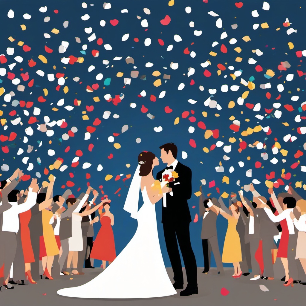 Wedding Confetti clipart - Throwing confetti at the newlyweds, ,vector color clipart,minimal