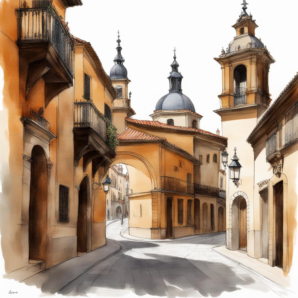 enchanted alcalá de henares - sketch the enchanted streets of alcalá de henares, the birthplace of cervantes and a unesco world heritage site. 