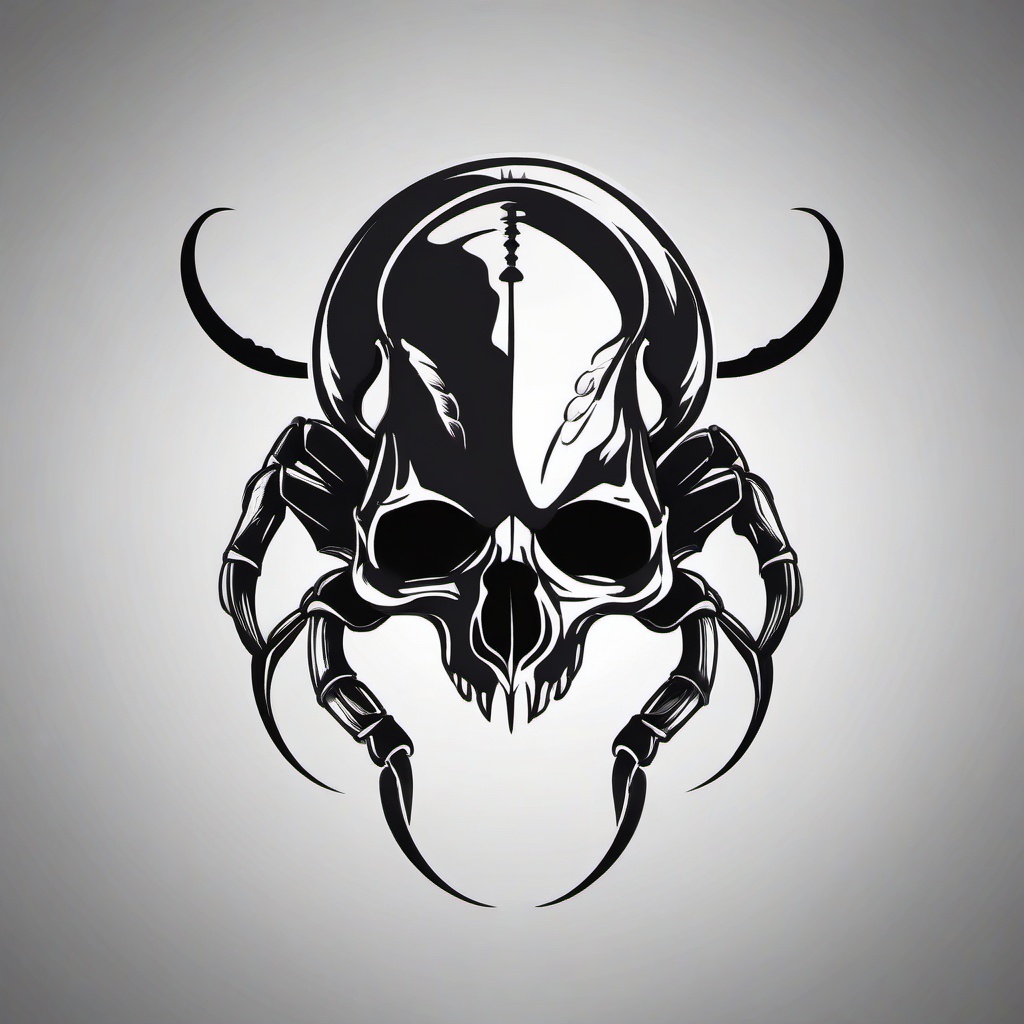 Skull Scorpion Tattoo - Showcase the edgy and dark side of tattoo art with a scorpion design incorporating a skull.  simple vector color tattoo,minimal,white background