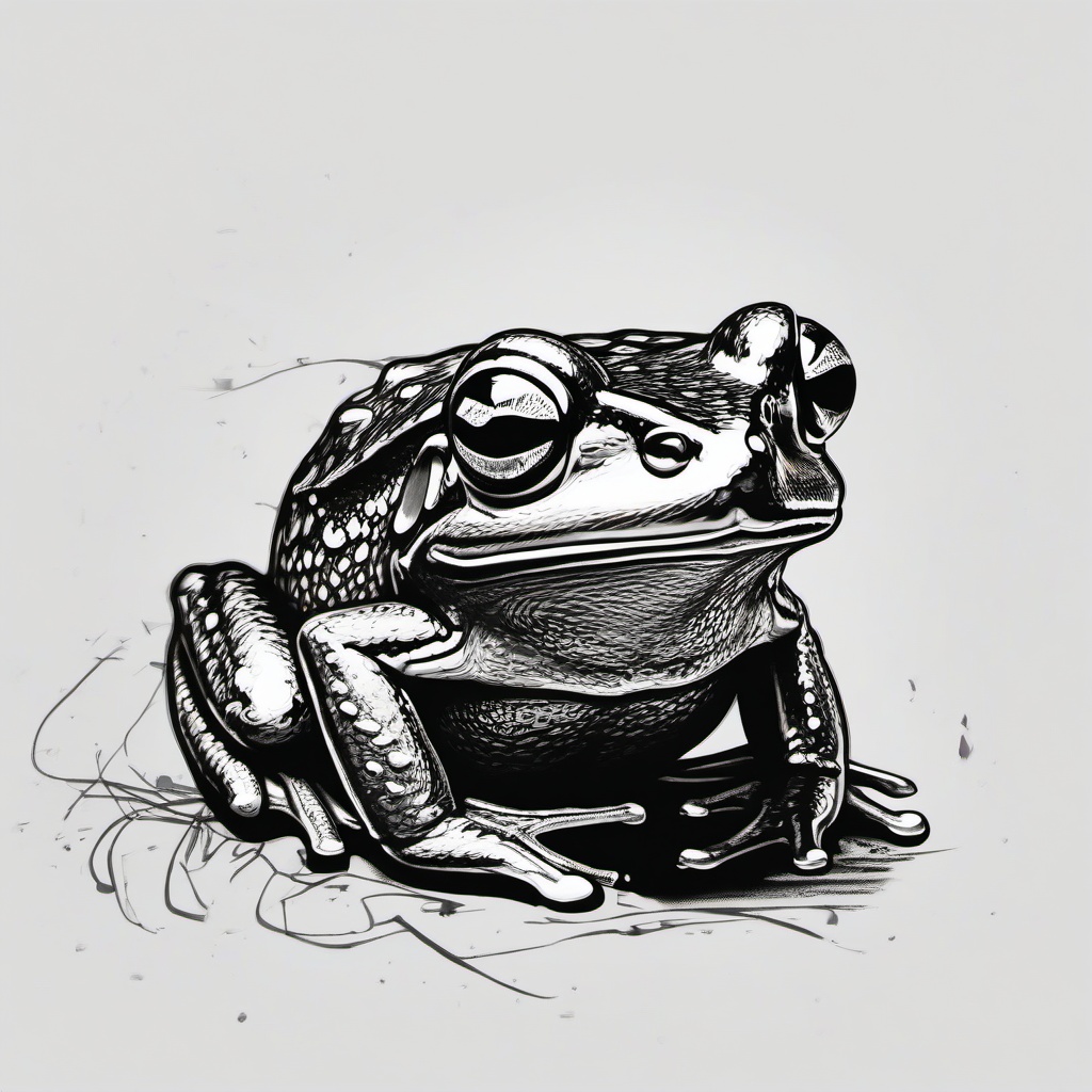 drawing of skittering frog  minimal rough sketch scribbles,doodles,black and white