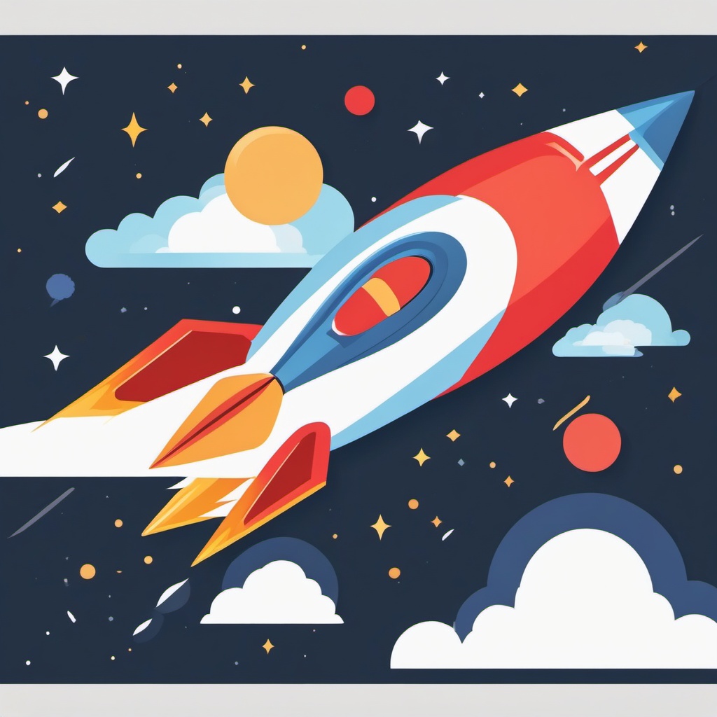 Rocket Clipart - Rocket symbolizing speed and progress,  color vector clipart, minimal style