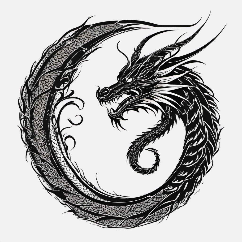 Black Dragon Tattoo Designs - Tattoo designs featuring dragons in black ink.  simple color tattoo,minimalist,white background